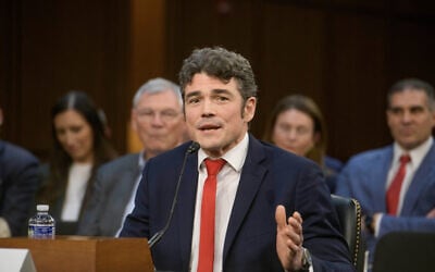 Joseph Kent appears before a Senate Committee on Intelligence hearing for his pending confirmation to be director of the NCTC, on Capitol Hill, Wednesday, April 9, 2025, in Washington. (AP Photo/Rod Lamkey, Jr.)