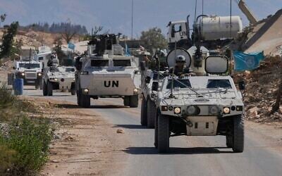 French UN peacekeepers patrol the Lebanese-Israeli border in the village of Houla, southern Lebanon, Aug. 20, 2025. (AP Photo/Hussein Malla) French UN peacekeepers patrol the Lebanese-Israeli border in the village of Houla, southern Lebanon, Aug. 20, 2025. (AP Photo/Hussein Malla)
