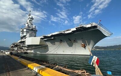 French aircraft carrier The Charles de Gaulle docks at Subic Bay port, a former U.S. Naval base northwest of Manila, Philippines, February 23, 2025. (AP Photo/Joeal Calupitan, File)