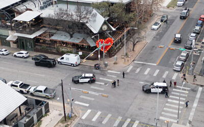 Police investigate the site of a shooting at Buford's in Austin, Texas, March 1, 2026. (Aaron E. Martinez/Austin American-Statesman via AP)