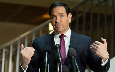 US Secretary of State Marco Rubio speaks to reporters before his scheduled House and Senate Intelligence Committees briefing about Iran at the US Capitol in Washington, March 2, 2026. (AP Photo/Manuel Balce Ceneta)