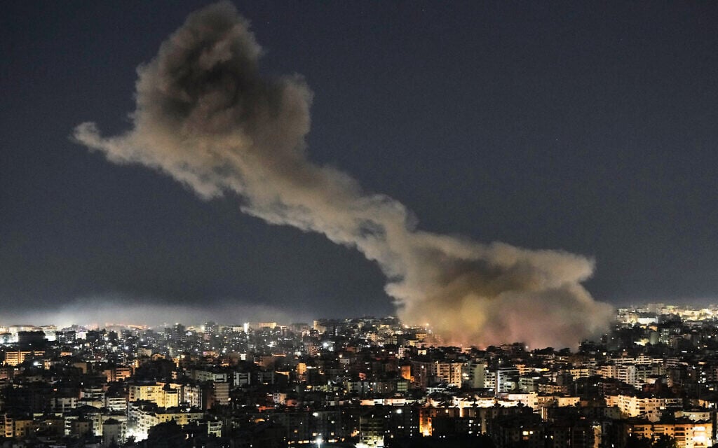 Smoke rises from Israeli airstrikes in Dahiyeh, a southern suburb of Beirut, Lebanon, March 3, 2026. (AP Photo/Bilal Hussein)