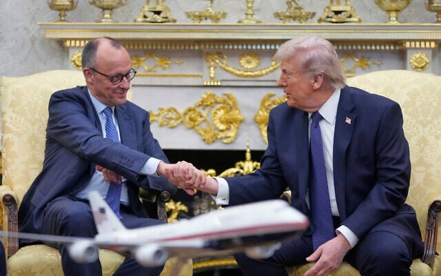 US President Donald Trump meets with German Chancellor Friedrich Merz in the Oval Office at the White House, March 3, 2026, in Washington, DC. (AP/Mark Schiefelbein)