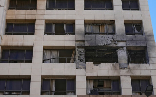 Damaged hotel rooms hit by an Israeli strike targeting Iranian IRGC officials in Beirut, Lebanon, March 8, 2026. (AP Photo/Hussein Malla) Damaged hotel rooms hit by an Israeli strike targeting Iranian IRGC officials in Beirut, Lebanon, March 8, 2026. (AP Photo/Hussein Malla)