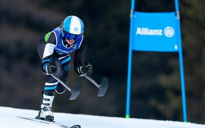 Israel's Sheina Vaspi competes in the alpine ski women's combined standing super-G, at the 2026 Winter Paralympics in Cortina d'Ampezzo, Italy, March 10, 2026. (Kirsty Wigglesworth/AP)
