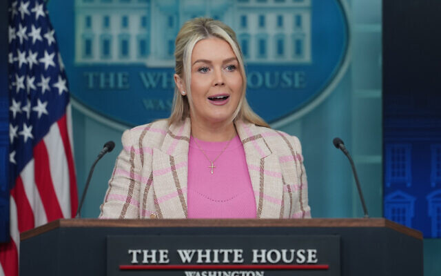 White House press secretary Karoline Leavitt speaks with reporters in the James Brady Press Briefing Room at the White House, on March 10, 2026, in Washington. (AP/Julia Demaree Nikhinson) White House press secretary Karoline Leavitt speaks with reporters in the James Brady Press Briefing Room at the White House, on March 10, 2026, in Washington. (AP/Julia Demaree Nikhinson)