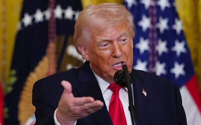 US President Donald Trump speaks at a Women's History Month event in the East Room at the White House, on March 12, 2026, in Washington. (AP Photo/Julia Demaree Nikhinson) US President Donald Trump speaks at a Women's History Month event in the East Room at the White House, on March 12, 2026, in Washington. (AP Photo/Julia Demaree Nikhinson)