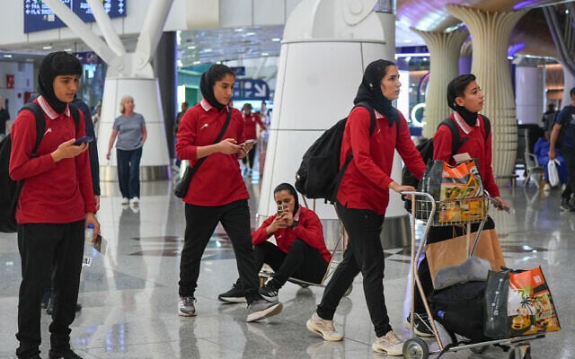 Members of Iran's women's soccer team arrive at the Kuala Lumpur International Airport in Sepang, Malaysia, Monday, March 16, 2026. (AP Photo/Azneal Ishak) Members of Iran's women's soccer team arrive at the Kuala Lumpur International Airport in Sepang, Malaysia, Monday, March 16, 2026. (AP Photo/Azneal Ishak)