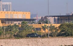 The Embassy is seen across the Tigris River in Baghdad, Iraq, March 17, 2026. (AP Photo/Hadi Mizban)