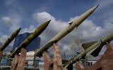 illustrative: Domestically built Iranian missiles are displayed as part of a permanent exhibition in a recreational area of northern Tehran, Iran, March 24, 2026. (AP Photo/Vahid Salemi)
