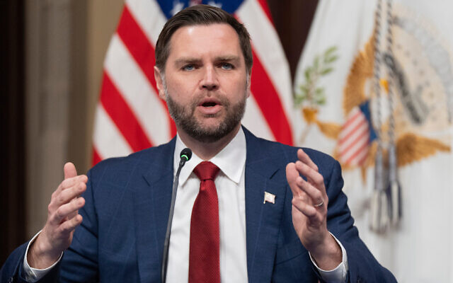 US Vice President JD Vance, chair of the newly formed Task Force to Eliminate Fraud, speaks during the task force's first meeting in the Indian Treaty Room at the Eisenhower Executive Office Building on the White House complex in Washington, March 27, 2026. (AP Photo/Manuel Balce Ceneta)