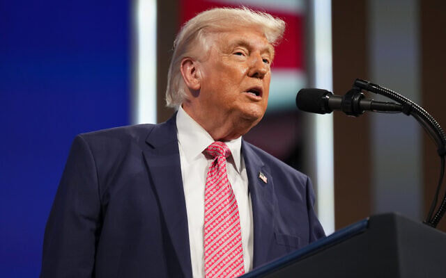 US President Donald Trump speaks at the Future Investment Initiative Institute's summit in Miami Beach, Florida, March 27, 2026. (AP Photo/Mark Schiefelbein)