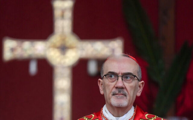 Cardinal Pierbattista Pizzaballa, the Latin Patriarch of Jerusalem, holds a prayer service to mark Palm Sunday in Jerusalem, March 29, 2026. (Ammar Awad/Pool Photo via AP)