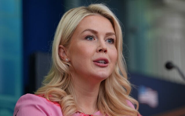 White House press secretary Karoline Leavitt speaks with reporters in the James Brady Press Briefing Room at the White House, March 30, 2026, in Washington. (AP/Julia Demaree Nikhinson)