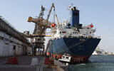 Illustrative: A cargo ship is seen at northern Israel's Haifa port, November 14, 2011. (Yaakov Naumi/Flash90)