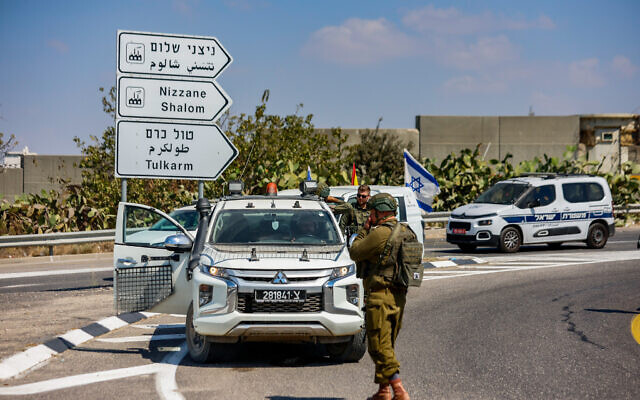 Illustrative: Israeli security forces near the city of Tulkarem in the West Bank, on September 11, 2025. (Tal Gal/Flash90) Illustrative: Israeli security forces near the city of Tulkarem in the West Bank, on September 11, 2025. (Tal Gal/Flash90)