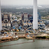 Aerial view of the Orot Rabin power station in Hadera, on January 29, 2026. (Yossi Zamir/FLASH90)