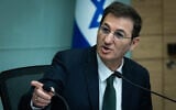 MK Boaz Bismuth leads a Foreign Affairs and Defense Committee meeting at the Knesset in Jerusalem, February 24, 2026. (Yonatan Sindel/Flash90)