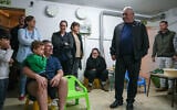 Former IDF chief of staff Gadi Eisenkot visits Kibbutz Yiftah near the Israeli border with Lebanon amid the ongoing war with Iran and Hezbollah, March 9, 2026. (Ayal Margolin/Flash90)