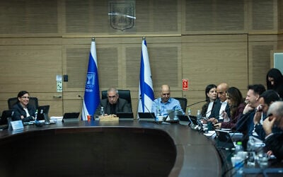 Knesset Finance Committee chair MK Hanoch Milwidsky leads a Finance committee meeting at the Knesset in Jerusalem, March 15, 2026. (Yonatan Sindel/Flash90)