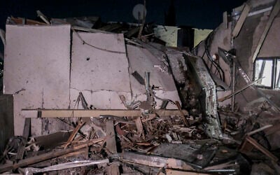 Damage is seen at a home hit by a rocket from Lebanon in Karmiel on March 17, 2026. (Flash90) Damage is seen at a home hit by a rocket from Lebanon in Karmiel on March 17, 2026. (Flash90)