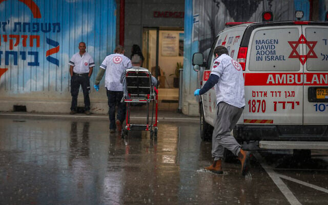 People injured in a Hezbollah missile strike on Kiryat Shmona arrive at Ziv Medical Center in Safed, northern Israel, March 23, 2026. (David Cohen/Flash90) People injured in a Hezbollah missile strike on Kiryat Shmona arrive at Ziv Medical Center in Safed, northern Israel, March 23, 2026. (David Cohen/Flash90)