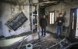 The scene where vehicles and homes were set on fire following an attack by settlers on the village of Deir al-Hatab, east of Nablus in the West Bank, March 23, 2026. (Nasser Ishtayeh/Flash90)