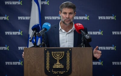 Finance Minister and head of the Religious Zionist party Bezalel Smotrich leads a faction meeting at the Knesset in Jerusalem, March 23, 2026. (Yonatan Sindel/Flash90) Finance Minister and head of the Religious Zionist party Bezalel Smotrich leads a faction meeting at the Knesset in Jerusalem, March 23, 2026. (Yonatan Sindel/Flash90)