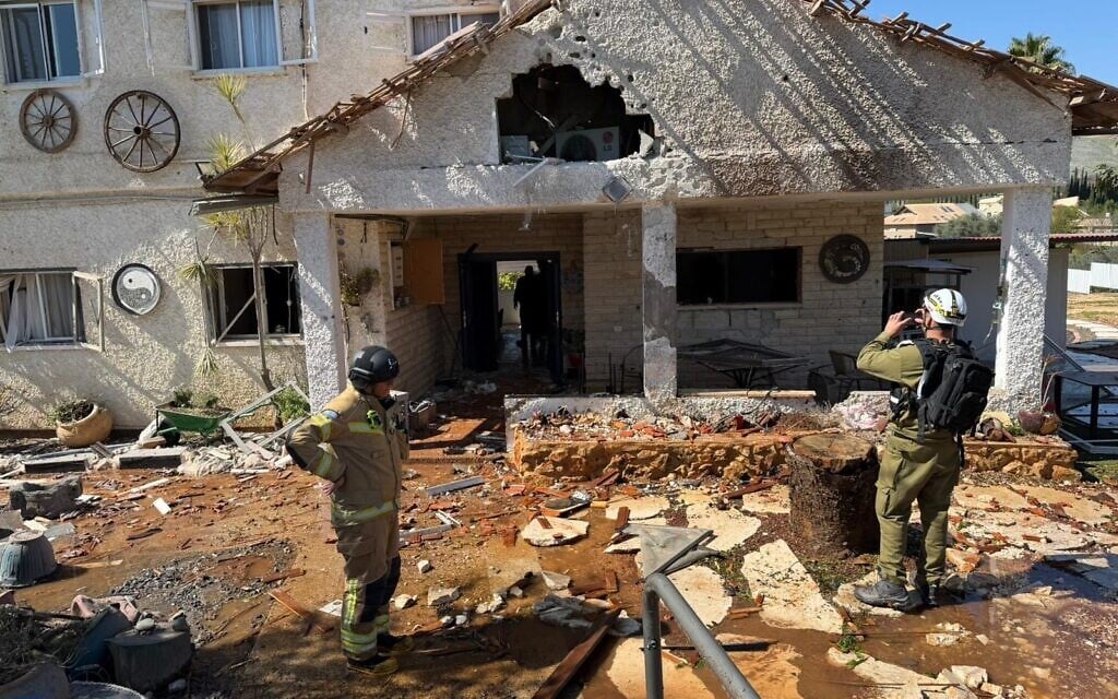 The site of a rocket impact at a home in the Galilee Panhandle, March 3, 2026. (Fire and Rescue Service)