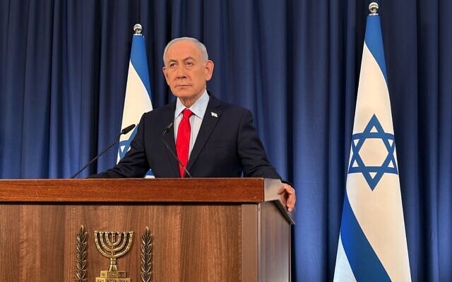Prime Minister Benjamin Netanyahu gives a press conference in Jerusalem, March 19, 2026 (Lazar Berman / Times of Israel)