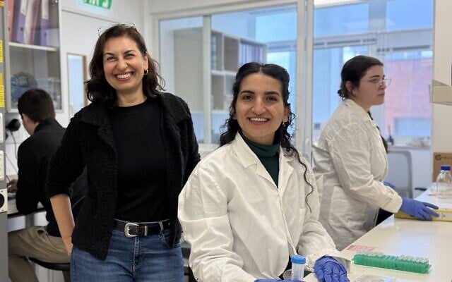 Prof. Masha Niv, left, with graduate student Nitsan Dallal at the Hebrew University of Jerusalem's Institute of Biochemistry, Food Science and Nutrition. (Courtesy)