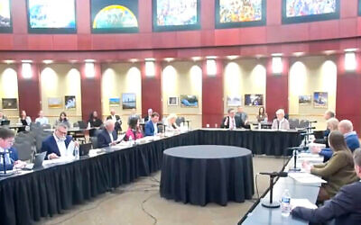 The Oklahoma Statewide Charter School Board discussed and rejected an application from the National Ben Gamla Jewish Charter School Foundation on February 9, 2026. (Screenshot via JTA)