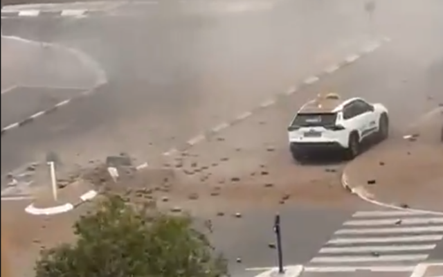 An impact site after an Iranian missile targeted Eilat, March 14, 2026 (Video screenshot; sed in accordance with Clause 27a of the Copyright Law) An impact site after an Iranian missile targeted Eilat, March 14, 2026 (Video screenshot; sed in accordance with Clause 27a of the Copyright Law)
