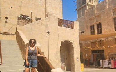 Deborah Benson-Ben Aderet in Dubai's Old Town, February 27, 2026 (courtesy)