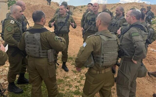 IDF Chief of Staff Lt. Gen. Eyal Zamir speaks with officers on the northern border, March 2, 2026. (Israel Defense Forces) IDF Chief of Staff Lt. Gen. Eyal Zamir speaks with officers on the northern border, March 2, 2026. (Israel Defense Forces)