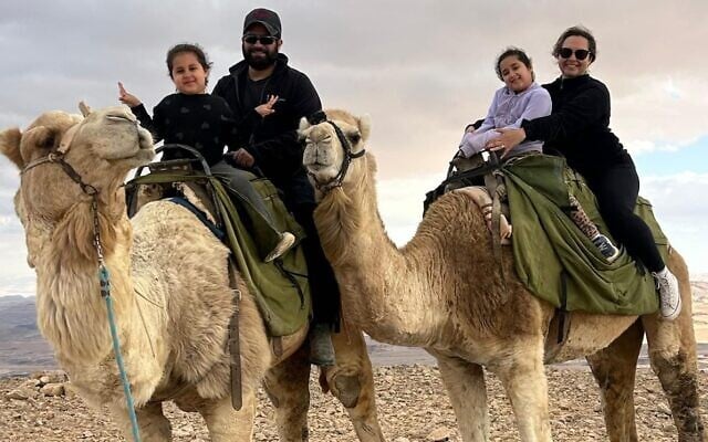 Ran and Lena Tsabari and their two young daughters escaped to Mitzpe Ramon for some relief from Iranian rocket fire on March 5, 2026.(Courtesy)