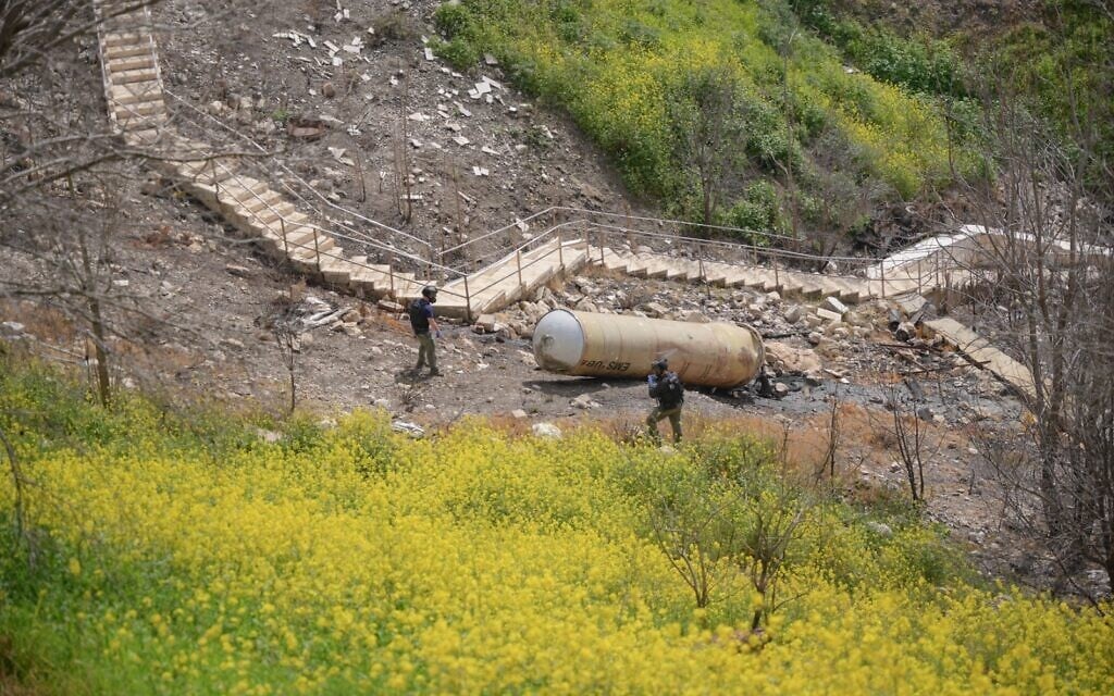 A missile fragment is seen in Safed following an Iranian attack on March 16, 2026 (Israel Police) A missile fragment is seen in Safed following an Iranian attack on March 16, 2026 (Israel Police)