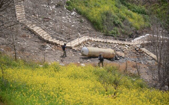 A missile fragment is seen in Safed following an Iranian attack on March 16, 2026 (Israel Police) A missile fragment is seen in Safed following an Iranian attack on March 16, 2026 (Israel Police)