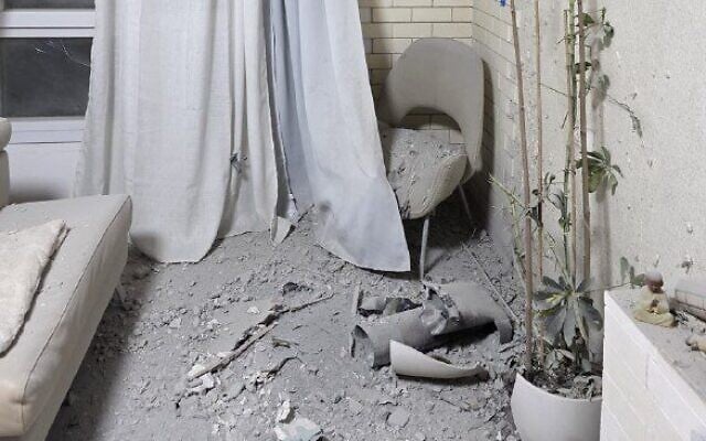 Damage caused to a home in Karmiel during a Hezbollah rocket attack, March 17, 2026 (Karmiel Municipality) Damage caused to a home in Karmiel during a Hezbollah rocket attack, March 17, 2026 (Karmiel Municipality)