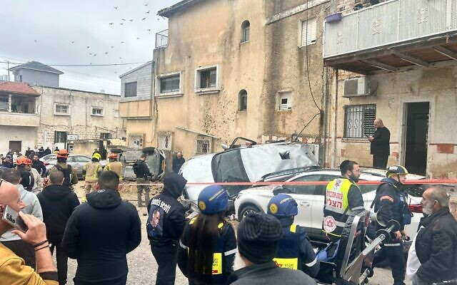 The scene of an Iranian cluster munition impact in Kafr Qasim, March 26, 2026. (MDA)