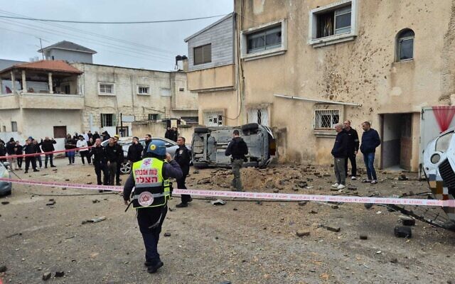 The scene of an Iranian cluster munition impact in Kafr Qasim, March 26, 2026. (United Hatzalah)