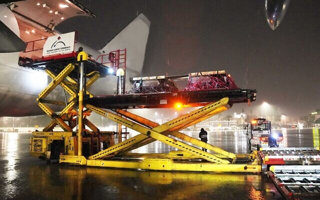 Military equipment arriving at Ben Gurion Airport in Israel on March 26, 2026. (Defense Ministry)
