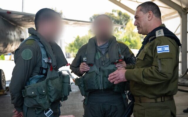 IDF Chief of Staff Lt. Gen. Eyal Zamir (unblurred) speaks to Israeli Air Force pilots at the Tel Nof Airbase, March 10, 2026. (Israel Defense Forces) IDF Chief of Staff Lt. Gen. Eyal Zamir (unblurred) speaks to Israeli Air Force pilots at the Tel Nof Airbase, March 10, 2026. (Israel Defense Forces)