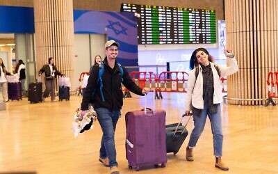 Israelis arrive at Tel Aviv’s Ben Gurion Airport on first repatriation flights on March 5, 2026. (Courtesy of the Israel Airports Authority)