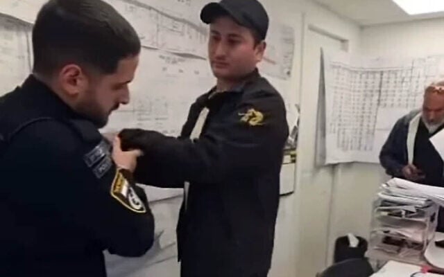 A police officer arrests an Uzbek construction worker, after posting a TikTok appearing to liken those taking shelter during an air raid siren to rats at Iran war's outset, in video uploaded to Facebook on March 4, 2026. (Facebook/Avi Chen) A police officer arrests an Uzbek construction worker, after posting a TikTok appearing to liken those taking shelter during an air raid siren to rats at Iran war's outset, in video uploaded to Facebook on March 4, 2026. (Facebook/Avi Chen)