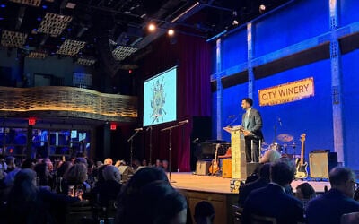 New York City Mayor Zohran Mamdani speaks during a Passover Seder in Manhattan on March 30, 2026. (Jewish Telegraphic Agency)