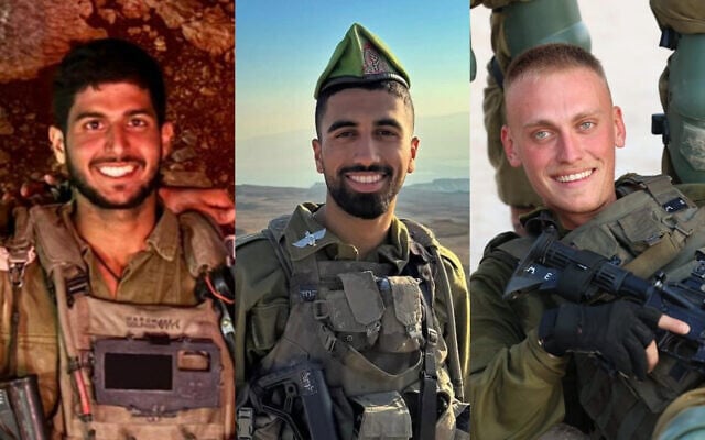 L-R: Cpt. Noam Madmoni, Staff Sgt. Ben Cohen, Staff Sgt. Maxsim Entis, who were killed in Lebanon on March 30, 2026. (Courtesy) L-R: Cpt. Noam Madmoni, Staff Sgt. Ben Cohen, Staff Sgt. Maxsim Entis, who were killed in Lebanon on March 30, 2026. (Courtesy)