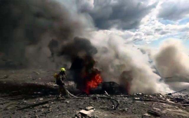 Emergency personnel at the scene of a deadly Iranian missile strike in Beit Shemesh, Israel, March 1, 2026 (MDA screenshot)