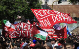 People demonstrate on the occasion of the 81st anniversary of the liberation of Italy from Nazi Germany and the Fascist regime, in Rome, Italy, on April 25, 2026. (Riccardo De Luca / Anadolu via Reuters)