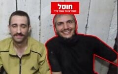 Hamas terrorist Muhammad Fuad Gasser Sayid is seen with hostage Avinatan Or in captivity in the Gaza Strip during the war, in an image released by the IDF on April 12, 2026, showing him to have been eliminated. (Israel Defense Forces)